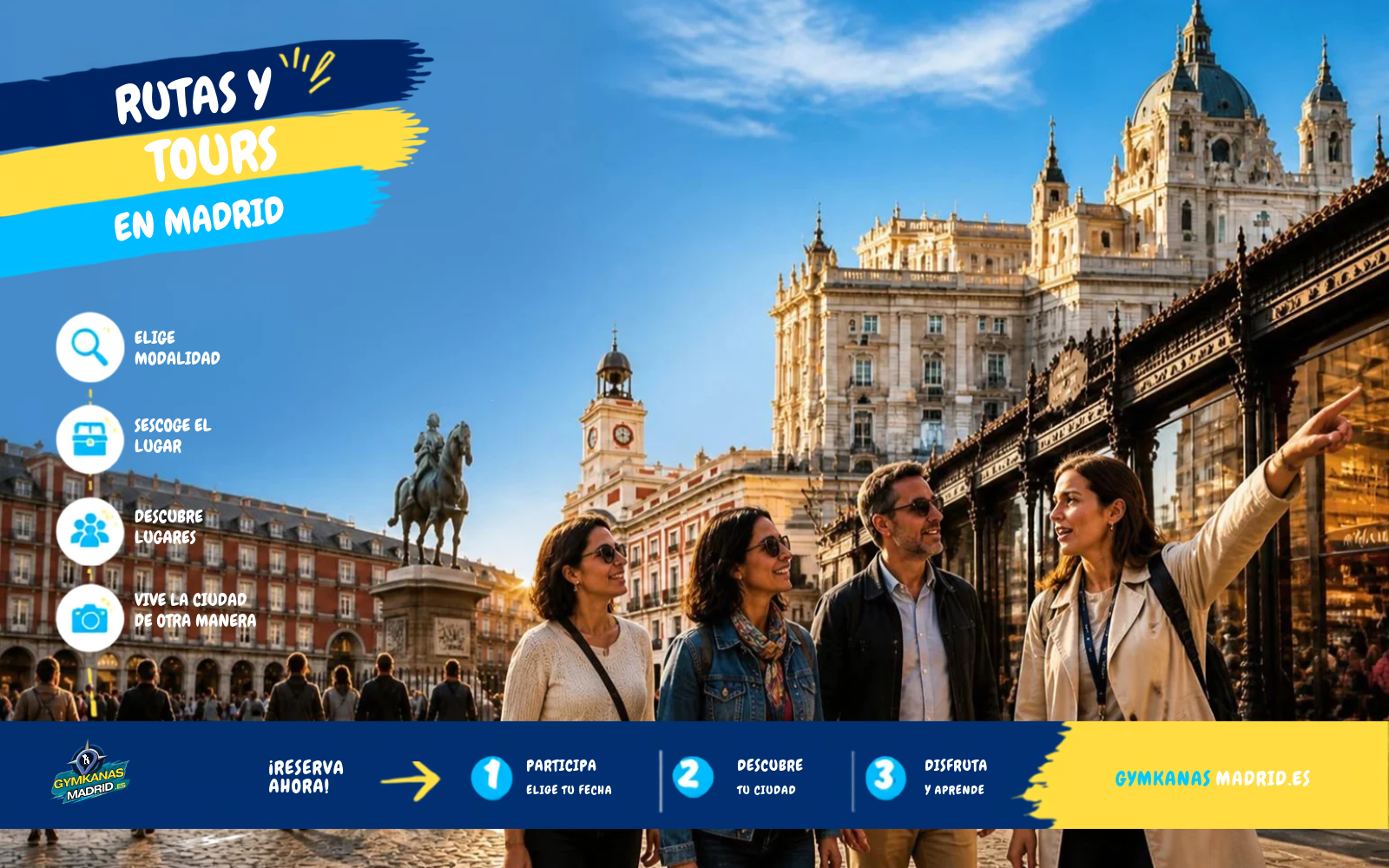 un grupo disfrutando de una ruta por los monumentos de la ciudad
